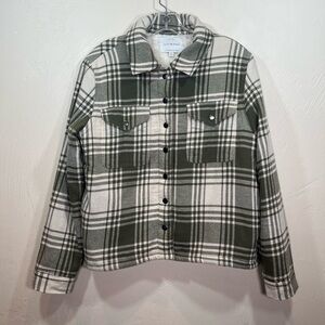 Lucky Brand Green and White Plaid Shacket